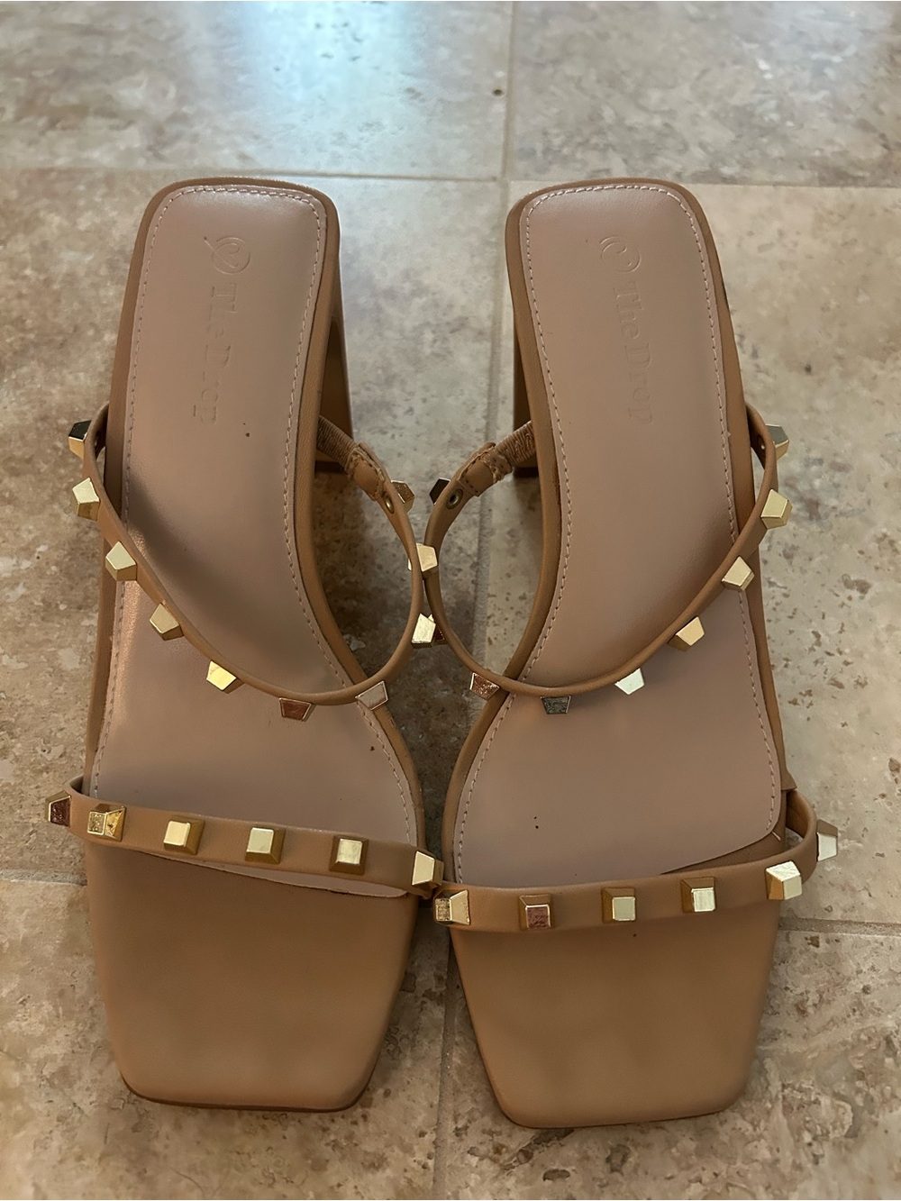 Women’s Tan Studded Block Heel Sandals
